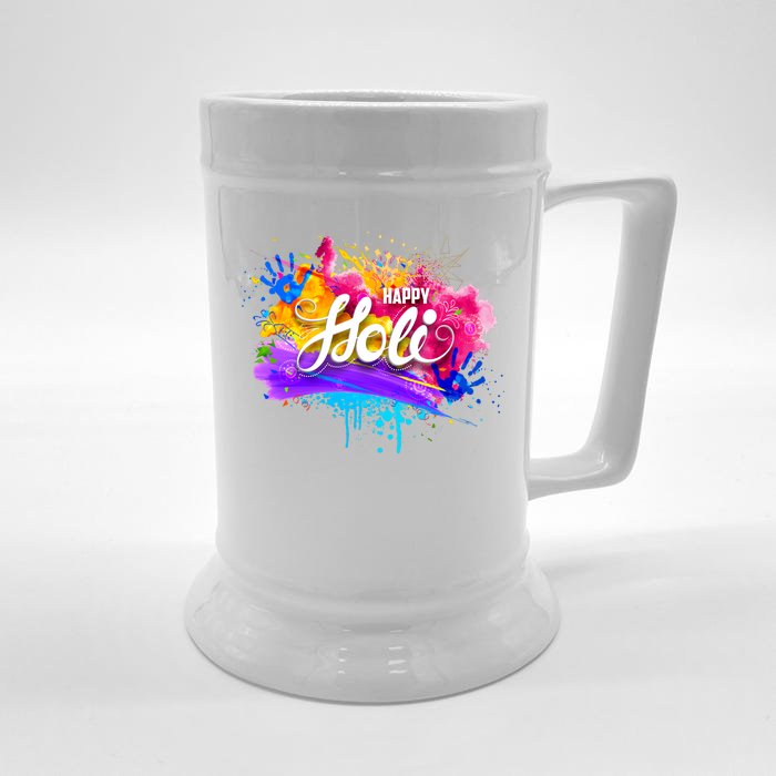 Colorful Happy Holi Celebrate South Asian Indian Hindu Festival Front & Back Beer Stein