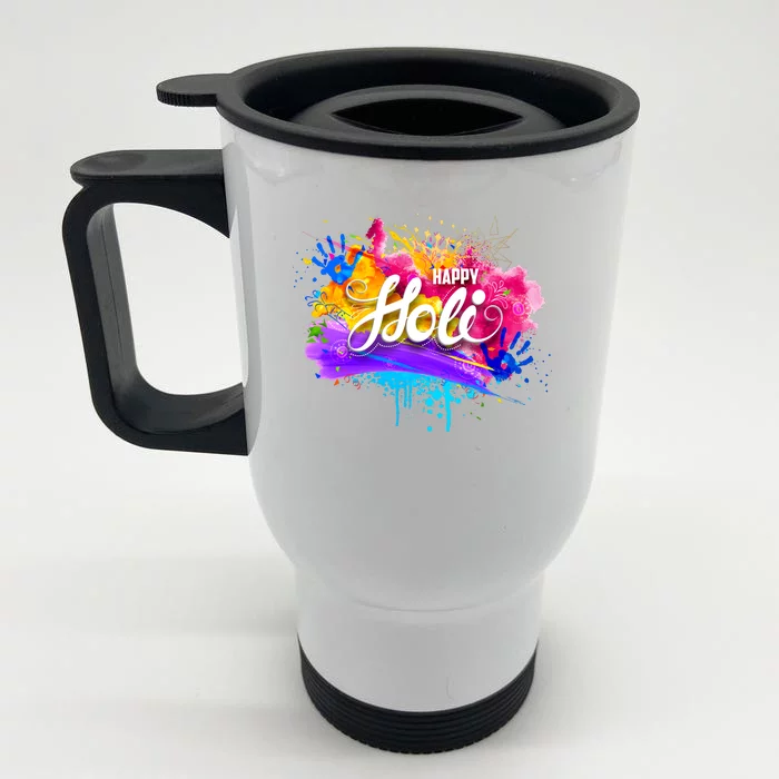 Colorful Happy Holi Celebrate South Asian Indian Hindu Festival Front & Back Stainless Steel Travel Mug