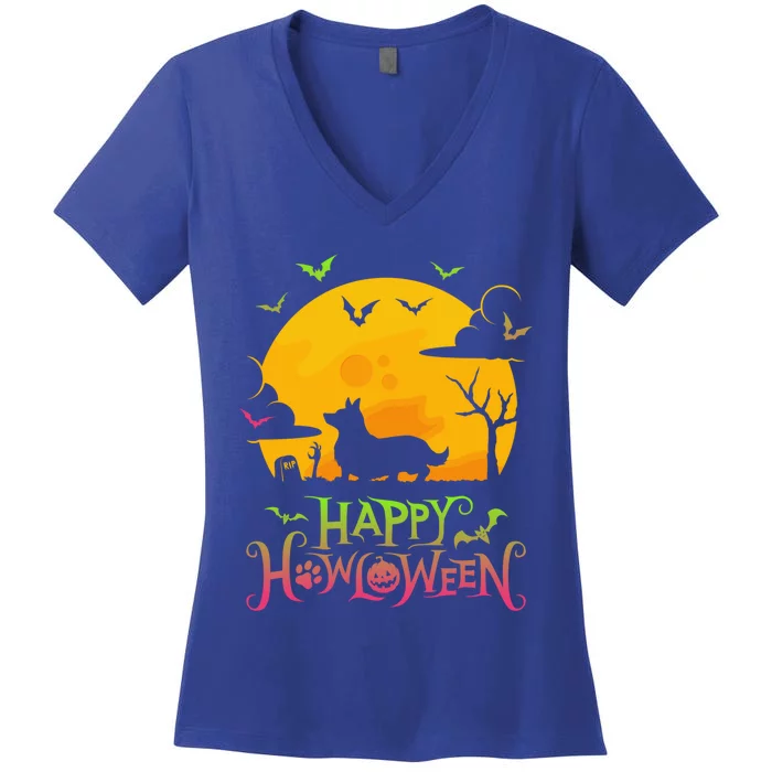 Corgi Happy Halloween Costume Dog Boo Dogs Funny Gift Women's V-Neck T-Shirt