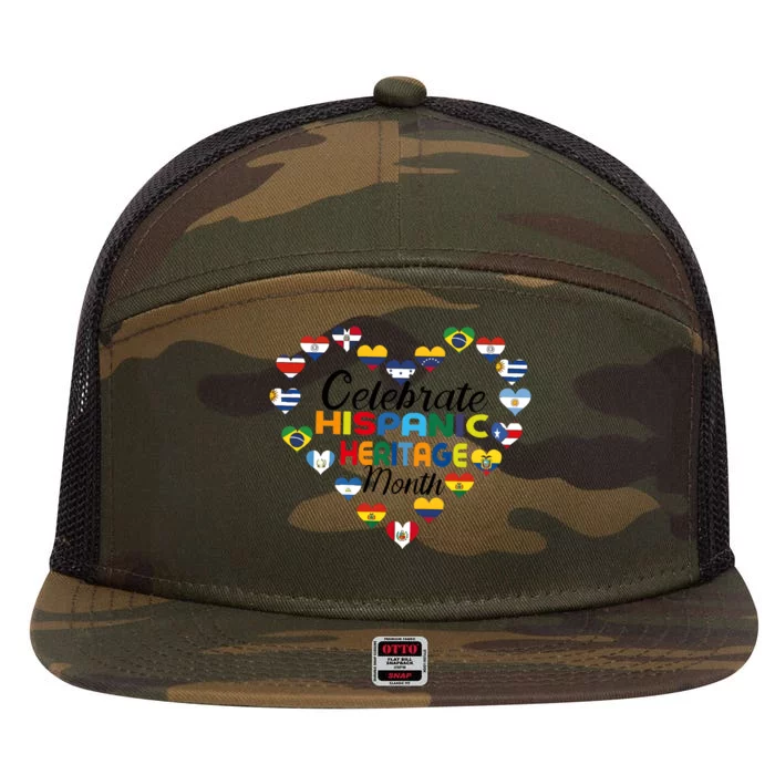 Celebrate Hispanic Heritage Month 7 Panel Mesh Trucker Snapback Hat