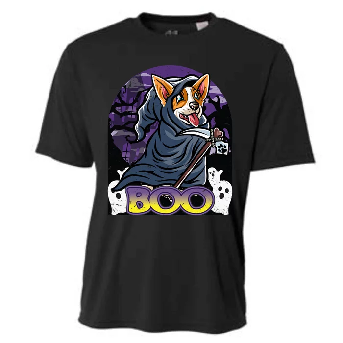 Corgi Happy Halloween Costume Grim Reaper Great Gift Cooling Performance Crew T-Shirt