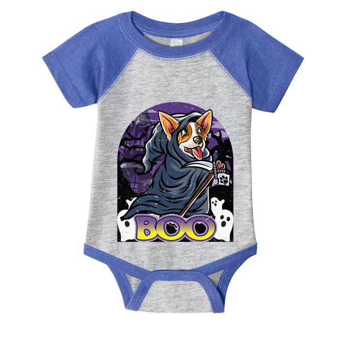 Corgi Happy Halloween Costume Grim Reaper Great Gift Infant Baby Jersey Bodysuit