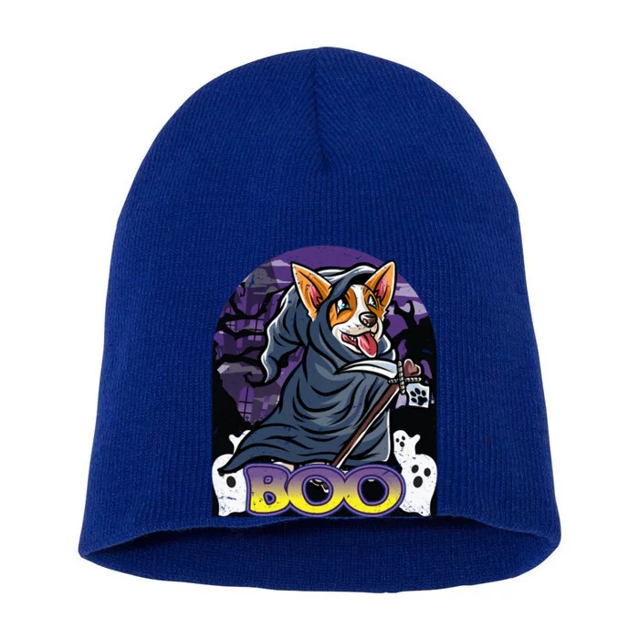 Corgi Happy Halloween Costume Grim Reaper Great Gift Short Acrylic Beanie