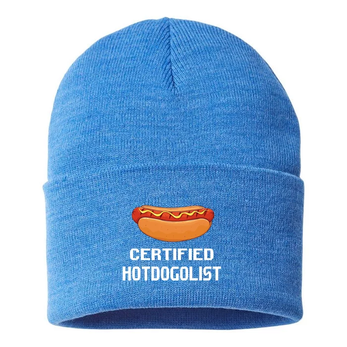 Certified Hotdogolist Hot Dog Sausages Lovers Gift Sustainable Knit Beanie