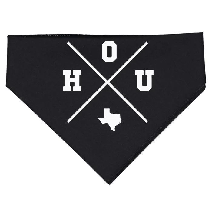 Classic Hou Houston Crossmark State Outline USA-Made Doggie Bandana