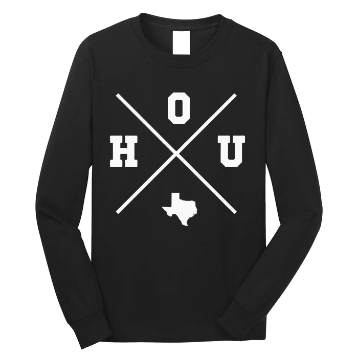 Classic Hou Houston Crossmark State Outline Long Sleeve Shirt