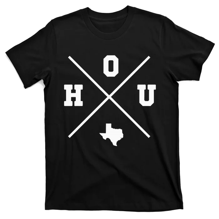 Classic Hou Houston Crossmark State Outline T-Shirt