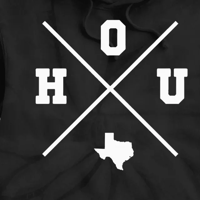 Classic Hou Houston Crossmark State Outline Tie Dye Hoodie