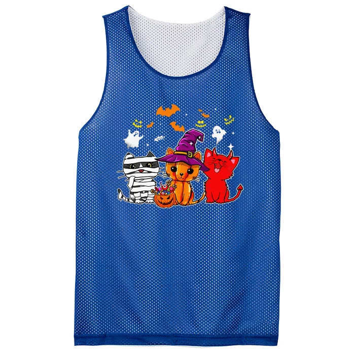 Cat Happy Halloween Cute Mummy Witch Demon Mesh Reversible Basketball Jersey Tank