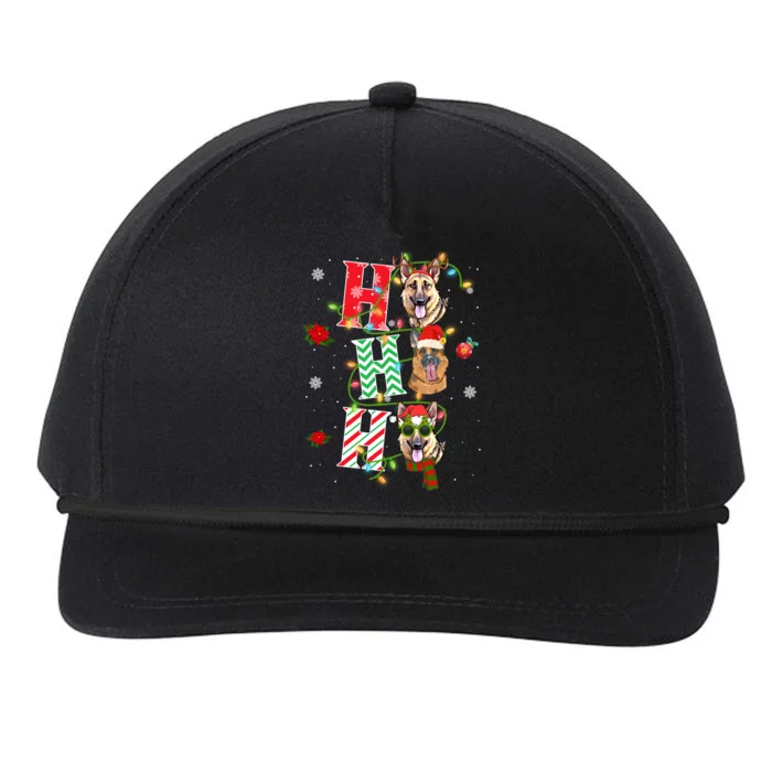 Christmas Ho Ho Ho Ger Shepherd Dog Funny Xmas Dog Cute Gift Snapback Five-Panel Rope Hat