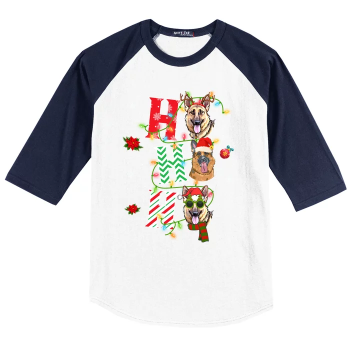 Christmas Ho Ho Ho Ger Shepherd Dog Funny Xmas Dog Cute Gift Baseball Sleeve Shirt