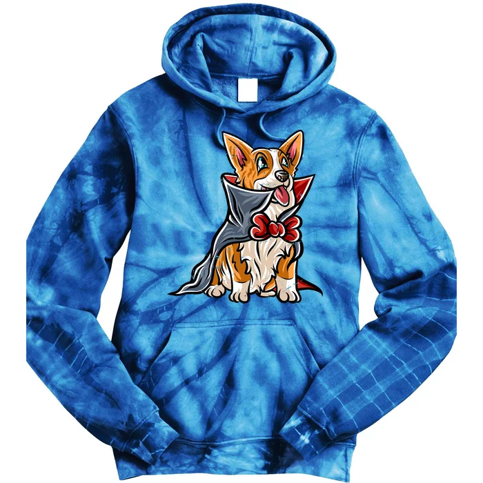 Corgi Happy Halloween Costume Vampire Gift Tie Dye Hoodie