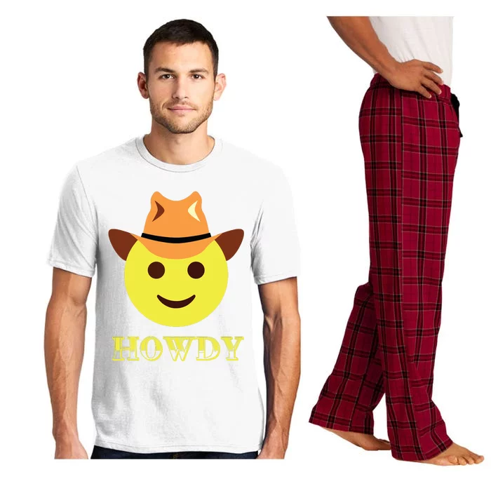 Cowboy Howdy Hat Emoticon Face Yeehaw For Cowboy Lover Pajama Set