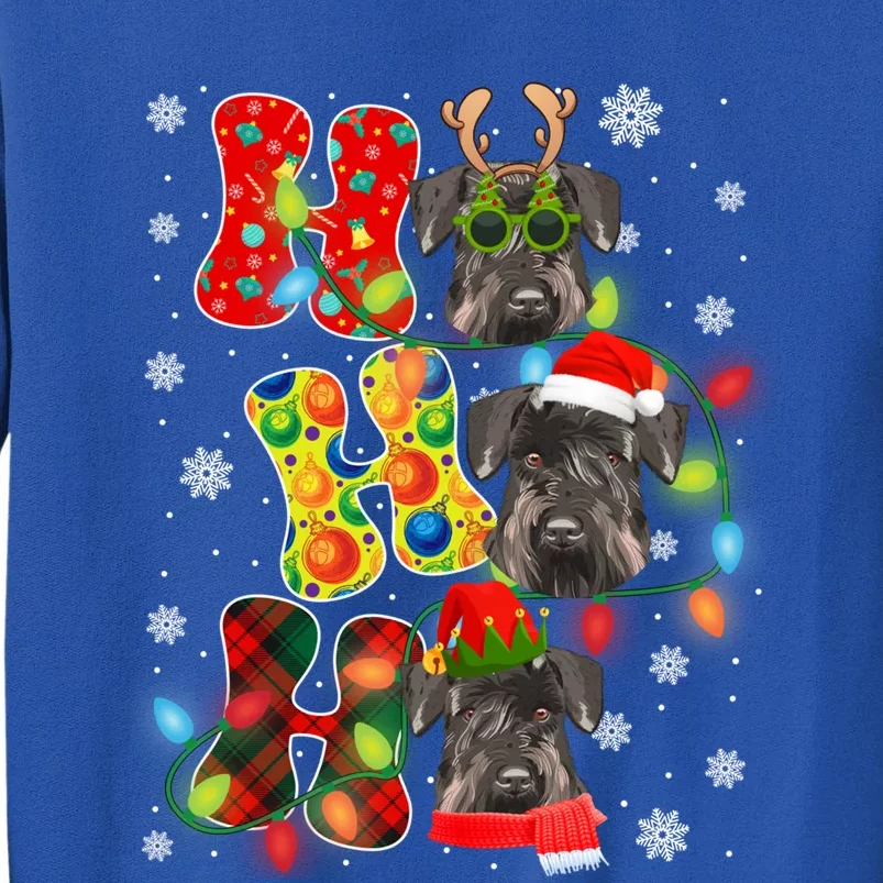 Christmas Ho Ho Ho Cute Schnauzer Dog Xmas Lights Pajama Cute Gift Sweatshirt