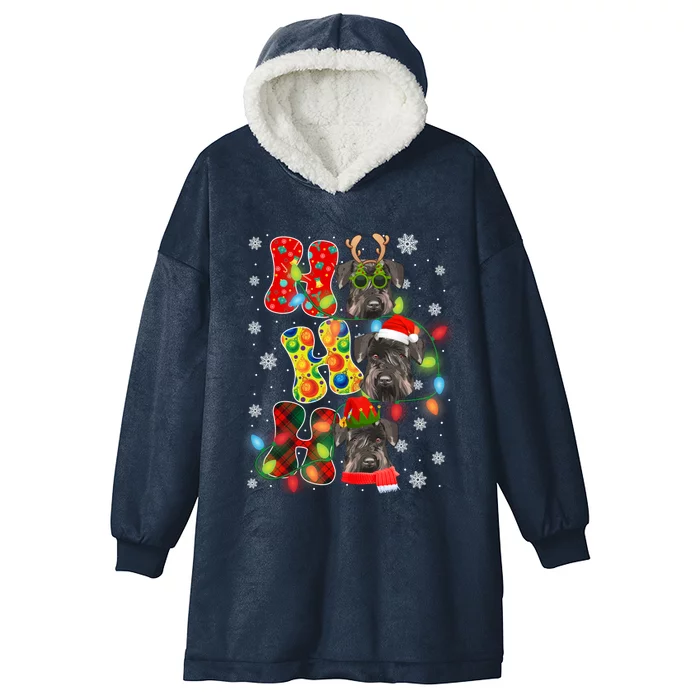 Christmas Ho Ho Ho Cute Schnauzer Dog Xmas Lights Pajama Cute Gift Hooded Wearable Blanket