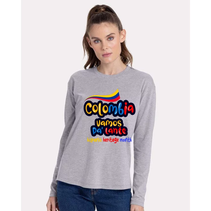 Colombia Hispanic Heritage Womens Cotton Relaxed Long Sleeve T-Shirt