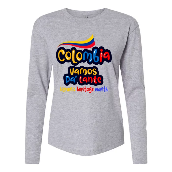 Colombia Hispanic Heritage Womens Cotton Relaxed Long Sleeve T-Shirt