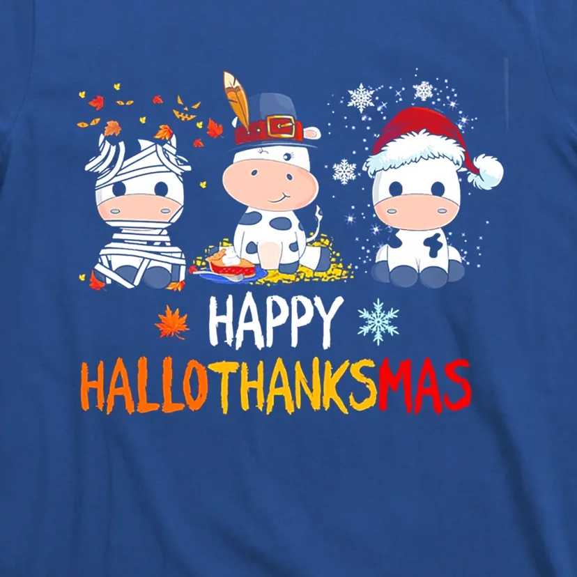 Cow Halloween Happy Hallothanksmas Funny Gift T-Shirt