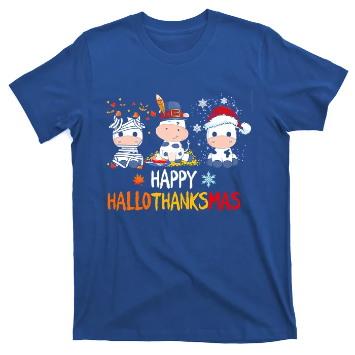 Cow Halloween Happy Hallothanksmas Funny Gift T-Shirt