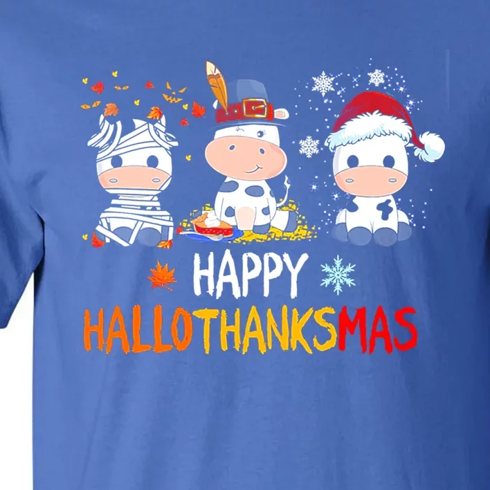 Cow Halloween Happy Hallothanksmas Funny Gift Tall T-Shirt