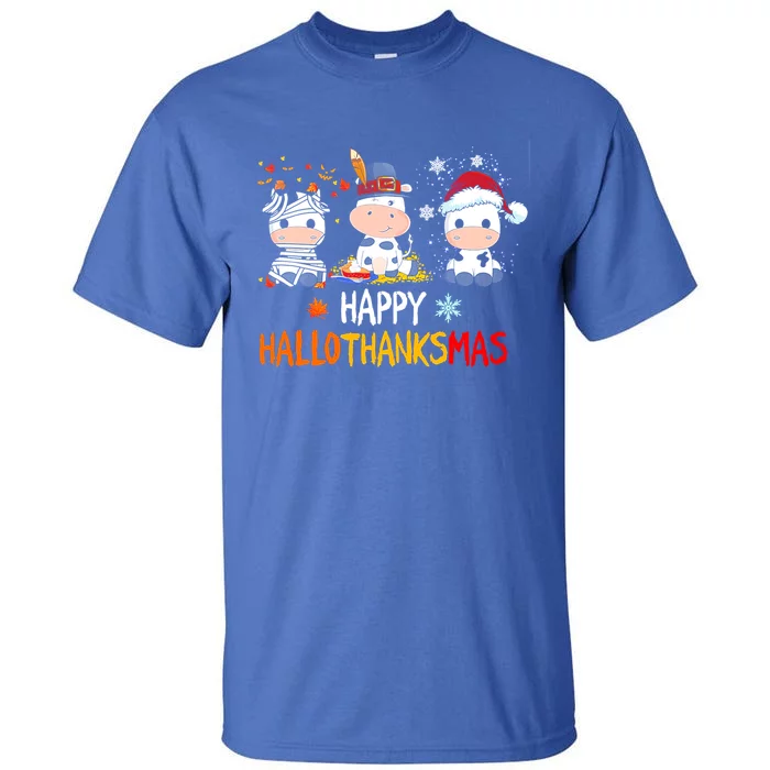 Cow Halloween Happy Hallothanksmas Funny Gift Tall T-Shirt