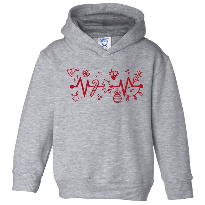 Christmas Holiday Heartbeat Festive Toddler Hoodie