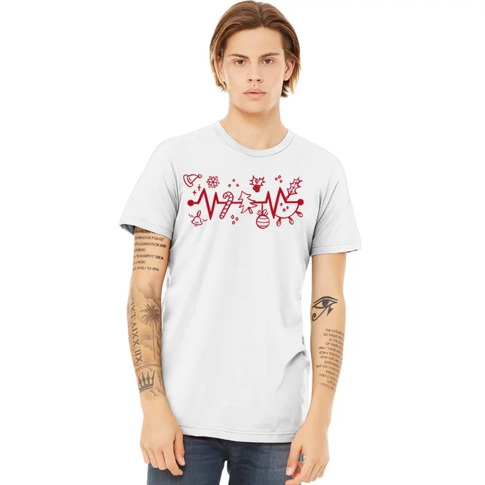 Christmas Holiday Heartbeat Festive Premium T-Shirt