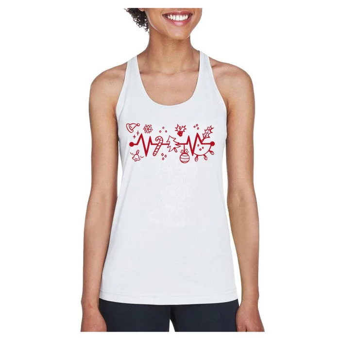 Christmas Holiday Heartbeat Festive Women's Racerback Tank