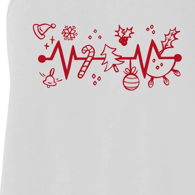 Christmas Holiday Heartbeat Festive Women's Racerback Tank