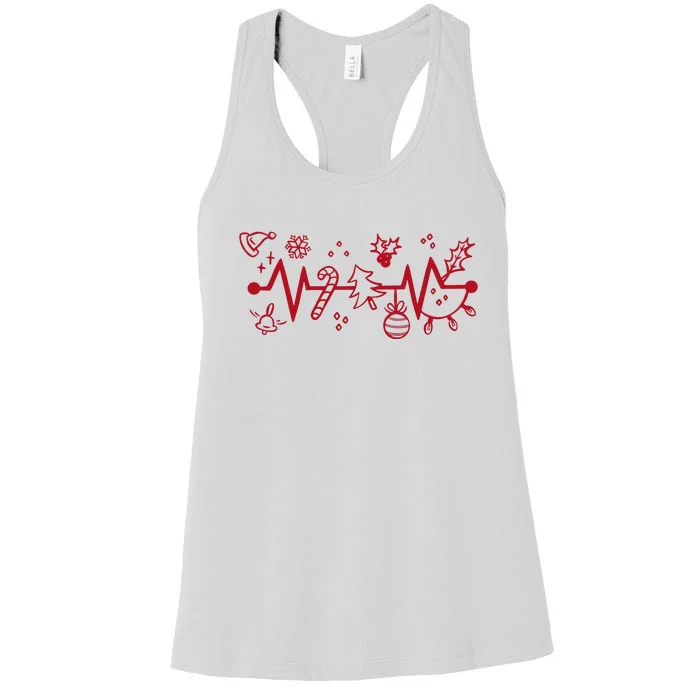 Christmas Holiday Heartbeat Festive Women's Racerback Tank