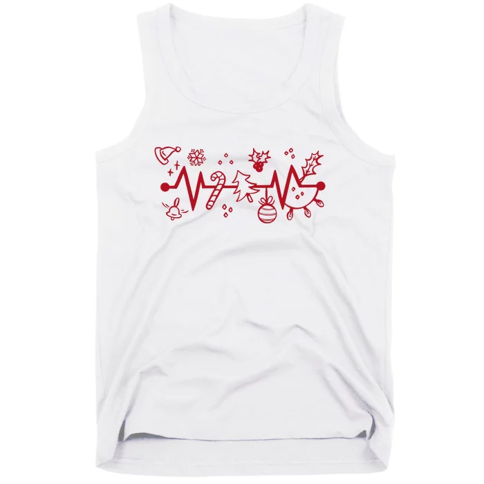 Christmas Holiday Heartbeat Festive Tank Top