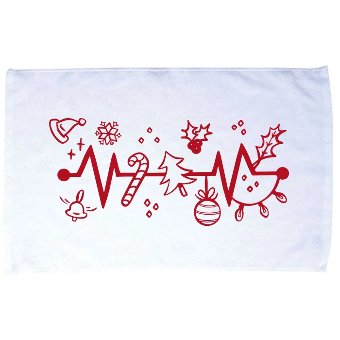 Christmas Holiday Heartbeat Festive Microfiber Hand Towel