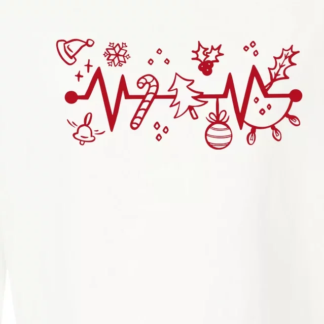 Christmas Holiday Heartbeat Festive Cropped Pullover Crew