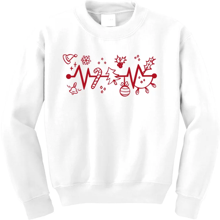 Christmas Holiday Heartbeat Festive Kids Sweatshirt