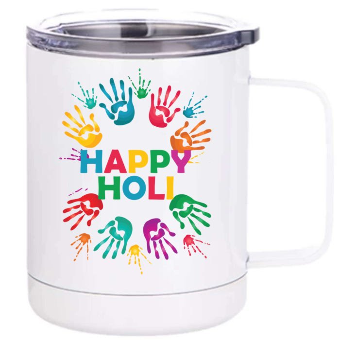 Colorful Happy Holi Day Gift Front & Back 12oz Stainless Steel Tumbler Cup