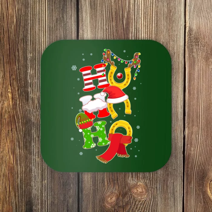 Christmas Ho Ho Ho Reindeer Horseshoes Coaster