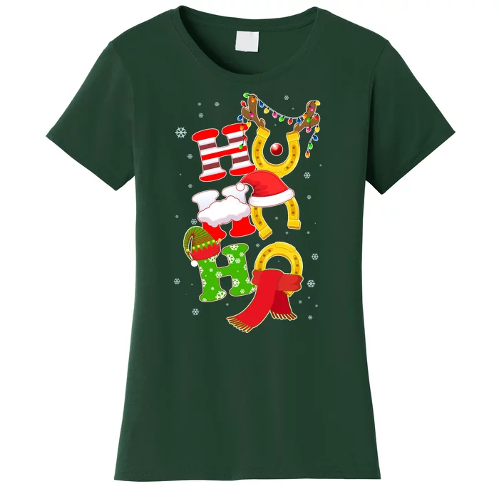 Christmas Ho Ho Ho Reindeer Horseshoes Women's T-Shirt