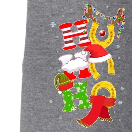 Christmas Ho Ho Ho Reindeer Horseshoes Doggie 3-End Fleece Hoodie