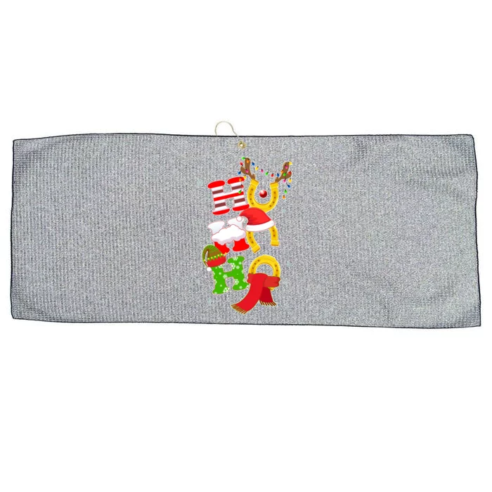 Christmas Ho Ho Ho Reindeer Horseshoes Large Microfiber Waffle Golf Towel