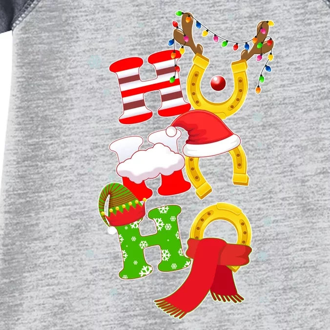 Christmas Ho Ho Ho Reindeer Horseshoes Infant Baby Jersey Bodysuit