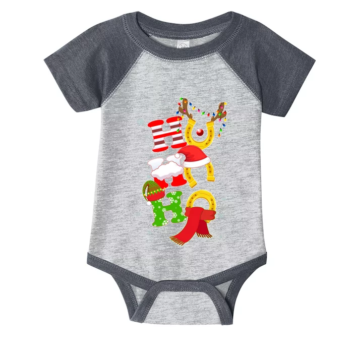 Christmas Ho Ho Ho Reindeer Horseshoes Infant Baby Jersey Bodysuit