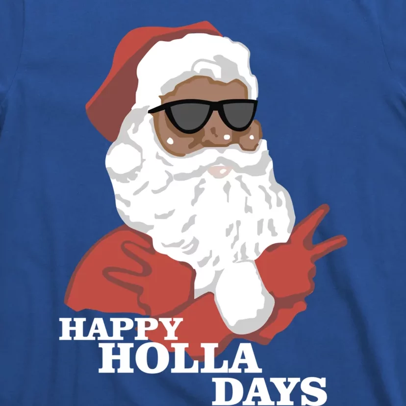 Christmas Happy Holla Days African American Santa Gift T-Shirt