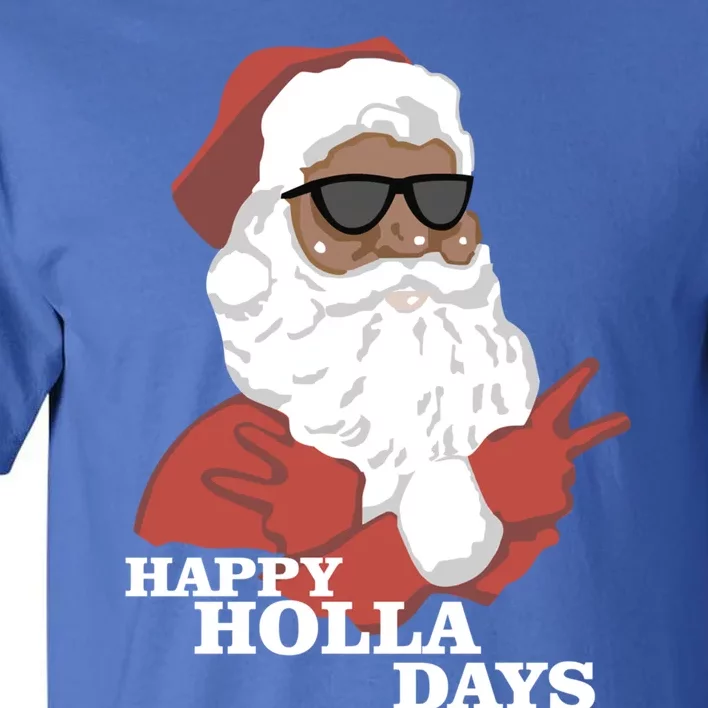 Christmas Happy Holla Days African American Santa Gift Tall T-Shirt