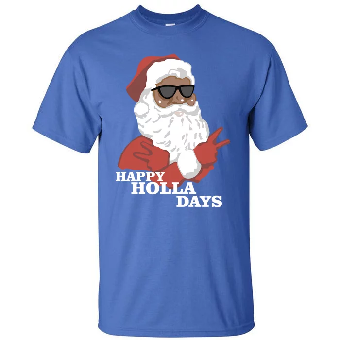 Christmas Happy Holla Days African American Santa Gift Tall T-Shirt