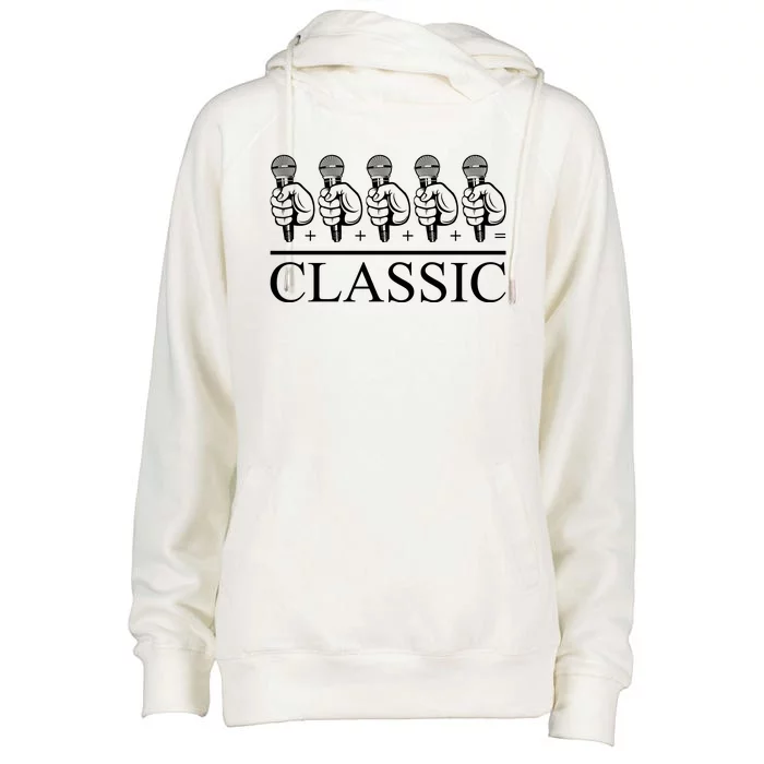 Classic Hip Hop Mic Womens Funnel Neck Pullover Hood