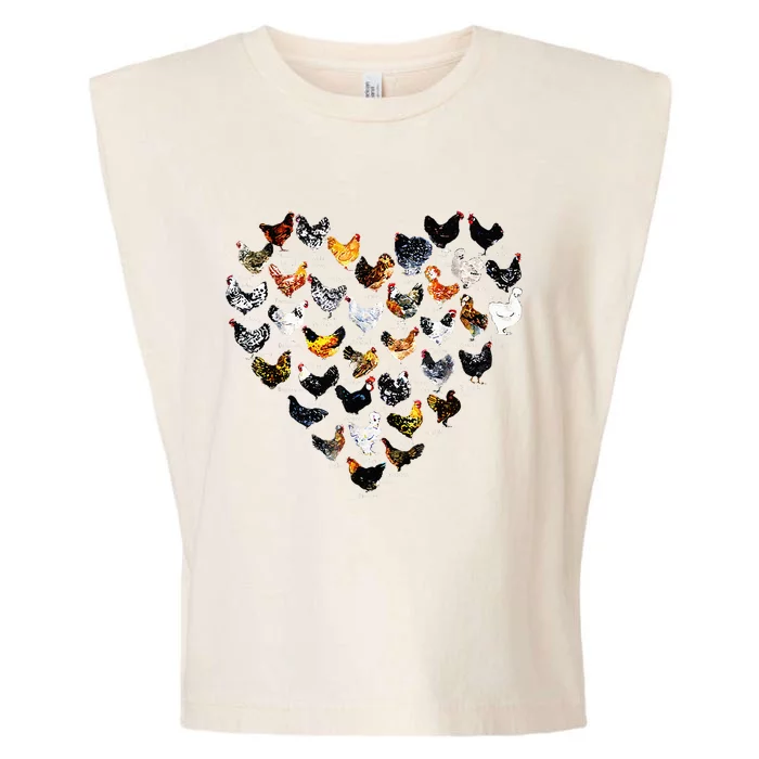 Chickens Heartshape Heart Love Farmer Chicken Lady Garment-Dyed Women's Muscle Tee