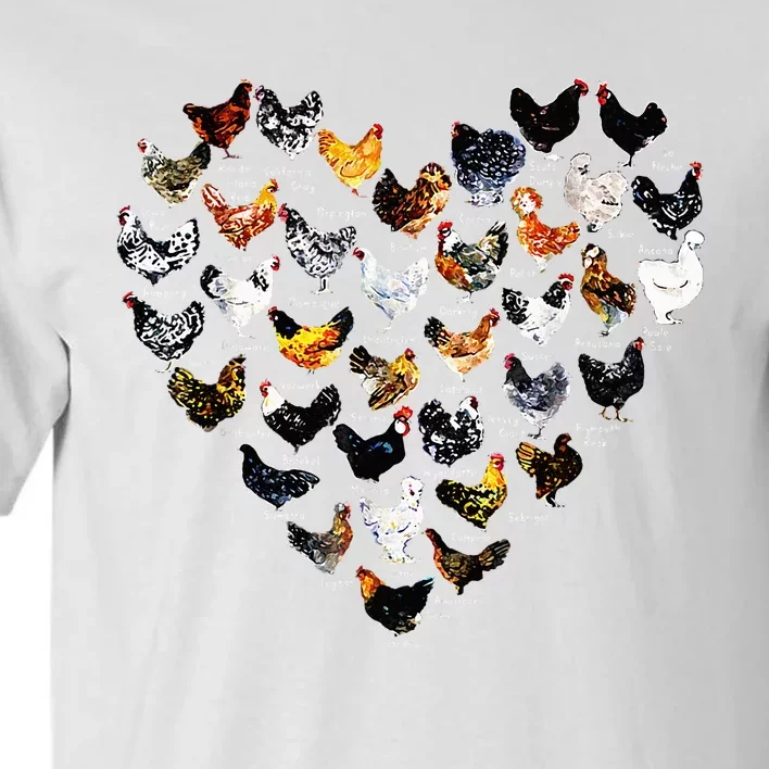 Chickens Heartshape Heart Love Farmer Chicken Lady Tall T-Shirt