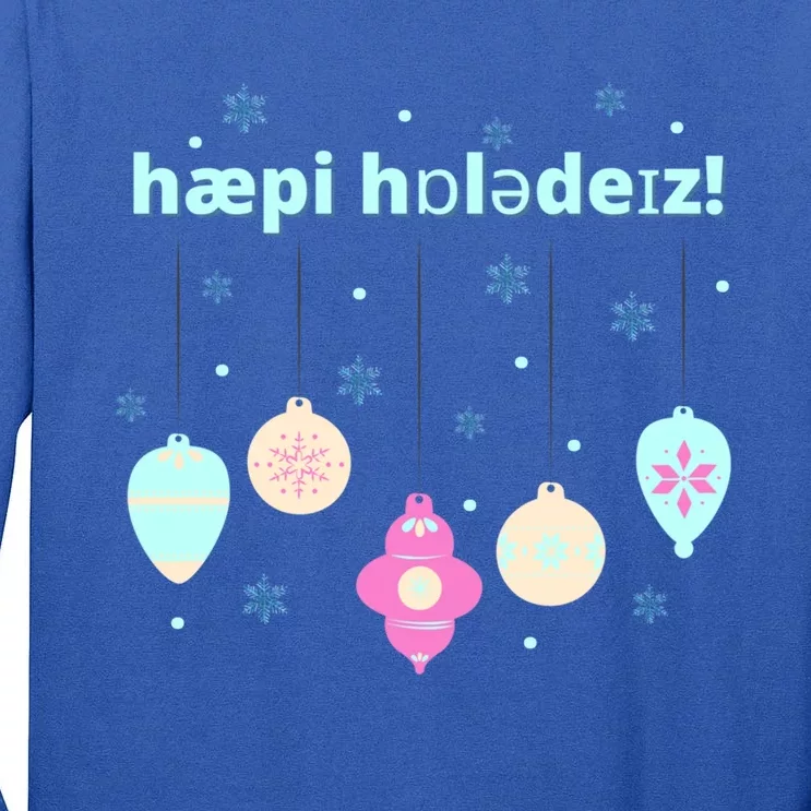 Cute Happy Holidays Speech Therapist Ipa Phonetic Slp Gift Tall Long Sleeve T-Shirt