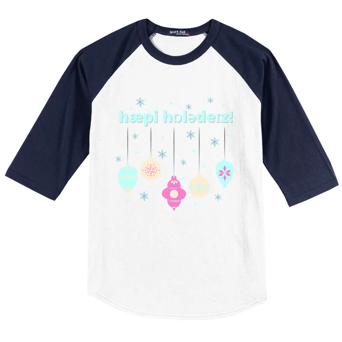 Cute Happy Holidays Speech Therapist Ipa Phonetic Slp Gift Baseball Sleeve Shirt