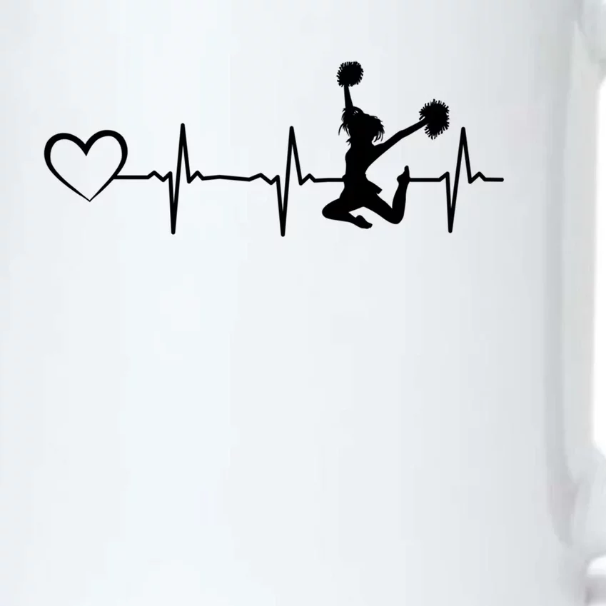 Cheerleading Heartbeat Heart Cheerleader Sports Cheerleading Meaningful Gift Black Color Changing Mug